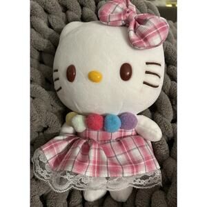 Sanrio Hello Kitty Dress Tartan Design Series Plush Toy 10” Rare Pink